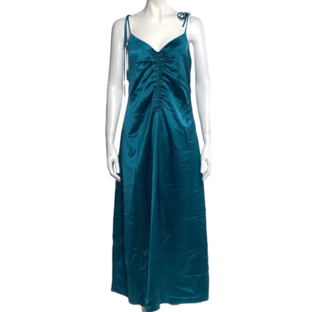 Jason Wu Teal Satin Slip Dress M Midi Gown‎ Cocktail Wedding Party Prom Glam NWT